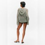 Nicole Miller Artelier Open Knit Hooded Sweater Sage Green Coastal sz Medium Photo 3