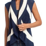CAbi  #679 Skipper Vest Cardigan Sweater Size XS  Navy Blue and White Stripes Photo 0