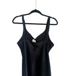 Adonna Vintage Satin Black Slip Long Dress Night Gown Lingerie Size Large 16/18 Photo 2