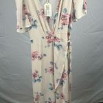 Sheer Maxi Floral Wrap Belted Dress Short Slit Sleeves Large Flowy Cottagecore Photo 0