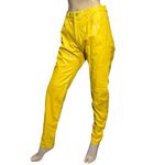 Ralph Lauren  Purple Label Vintage Women’s Size 12 Yellow Leather High Rise Jeans Photo 2