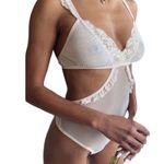 FREE PEOPLE x HAH Mesh Bodysuit Sz M Sheer Cut Out Feminine Party Coquette NWT Pink Size M Photo 1