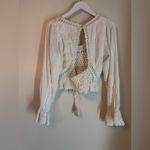 Free People  Women's Ivory Long-Sleeve Megan Crochet Cutout Back Top Medium NWT Photo 4