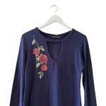 Derek Heart Navy Embroidered Roses Long Sleeves MIDI Women’s Dress SZ L #1242 Photo 11