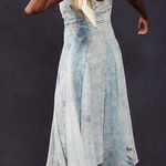 Free People Dress Heart To Heart Midi Flowy Fairycore Floral Blue Sz 12 Photo 0