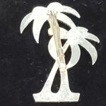 Silver Tone Palm Tree Brooch Pin 1.75" Tropical Coconut Girl Photo 1