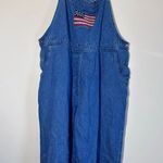 Vintage 90’s Agapo Embroidered American flag denim cropped overalls sizeXL Blue Size XL Photo 0