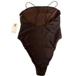 Good American NWT Chocolate Brown 90s Rib One-Piece Swimsuit - Size 4 Photo 3