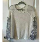 Blu Pepper  Boho Cream knit Floral sheer puff sleeves Peasant Blouse, Size Small Photo 0