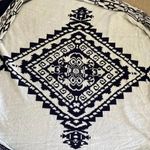 Reversible Shawl Women's Ruana Wrap Bohemian Navy and Cream One Size # 1496 Blue Photo 6