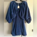 Free People Portia Velvet Mini Dress Midnight Rain Navy Blue Photo 3