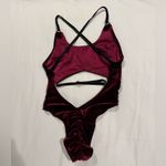 NEW SCHMINKE Burgundy Maroon Deep Red Velvet Cutout Strappy Pole Bodysuit S Photo 4