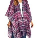Woolrich boucle plaid cozy blanket wrap with fringe trim Photo 0