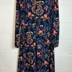 I. Madeline Woman’s Floral Formal Long Sleeve Classic Chic Dress Size Small Blue Photo 6