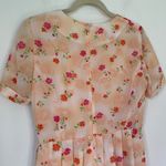 Midi floral dress ~ peach pinks ~ short sleeved ~ women’s size M/L Size L Photo 6