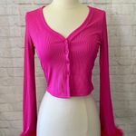 Boutique NEW Pink Feathered Cardigan Photo 0