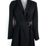 H&M Black Blazer Style Belted Waist Long Sleeve Romper Jumpsuit Size 2 Business Photo 0