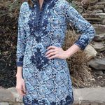 Gretchen Scott Midnight O’Keefe Blue White Embroidered Tunic Dress medium Photo 0