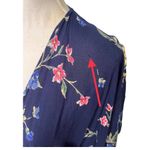Angie  Kimono Womens S Boho Floral Print Open Cardigan Drape Dolman Navy Blue Photo 2