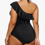 Aqua Eve Plus Size One Shoulder Ruffle Tummy Control Swimwear Green Photo 2