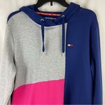 Tommy Hilfiger  Sport Navy Pink & Gray Colorblock Patchwork Hoodie Pockets Sz XL Photo 2