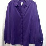 Chico's Chico’s Long Sleeved, V-Neck, Button Up Blouse, Purple, Size 3, XXL Photo 1