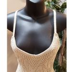 Haute Monde Sweater Dress Womens Small Beige Lined Crochet Sleeveless Wide Strap Photo 12