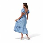 ASTR The Label Jelena Light Blue Backless Dress with Puff Sleeves Maxi Dress Size M Photo 9