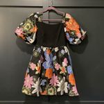 JessaKae Fairytale fireside floral puff sleeve black metallic organza Mini dress Blue Photo 2