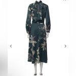 Teri Jon BY Rickie Freeman Chic Floral Midi Dress with Tie Neck Green Size 10 Photo 3