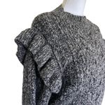 Topshop  Sweater Size XS 0/2 Gray Ruffle Puff Longsleeve Cableknit High Neck Photo 1