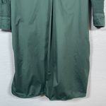 COS  Women 4 Emerald Green Shirt Dress Half Button Front Pockets Gathered Sleeve Photo 1