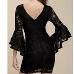 Lulus NWT Allure 'Em In Black Lace Flounce Bell Sleeve Sheath Dress LARGE Photo 2