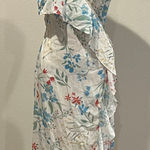 Tularosa  Asymmetrical Floral Dress in Cream and Blue Photo 0