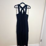 Anthropologie Key Hole Halter Black Jumpsuit Size 6 Black Gauzy Photo 6