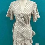 Majorelle Revolve Portia Ruffle Mini Polka Dot Cream wrap Dress in size medium Photo 0
