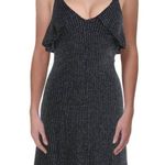 TOI ET MOI M Metallic Silver Black Ribbed Cocktail Dress Size M Photo 12