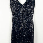 Christina Wu Black Sequin V-Neck Sleeveless Back Zipper Cocktail Party Dress 2 Photo 0