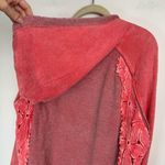 Free People Crochet Lace Hoodie Sz Small Coral Pink Photo 11