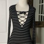 Urban Outfitters Project Social Striped Lace Up Knit Top Size XS Photo 1