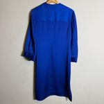 Badgley Mischka Side Tie Satin Duster Tunic Dress Women's Small Blue Mini Wrap Photo 10