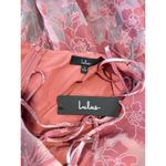 NWT Lulus Dress Pink Feeling Like Forever Rose Jacquard Lace Up Midi Flowy Large Photo 4