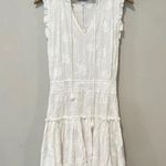 Dear John MELODIE TIERED RUFFLE DRESS PEARLED IVORY FLORAL EMBROIDEY XS 1307 Photo 4