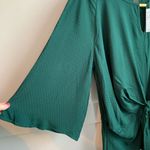Krazy Kat NWT  Green Front & Back Keyhole Quarter Sleeve Blouse With Tie Photo 6