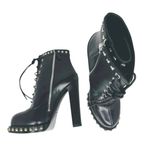 Alexander McQueen  Black Studded Leather Combat Ankle Boots Lace-Up Women’s Photo 5