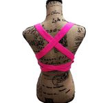 Womens Ribbed Crop Top Size L Neon Pink Scoop Neck Ribbed Knit Athletic Casual Size L Photo 3