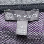 Talbots T by  Purple Gray Stripe Long Sleeve Sweatshirt XL 100% Cotton Athleisure Photo 4