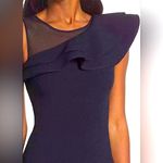Eliza J . Navy Blue One Shoulder Illusion Ruffle Mermaid Gown Size 6 Photo 14
