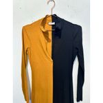 ROSETTA GETTY Black Tan Two Tone Cotton Jersey Colorblock Turtleneck Dress sz M Photo 9