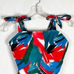Tropical Swimsuit Size Large Womens One Piece Tie Straps Red Blue Green NWOT 558 Photo 2
